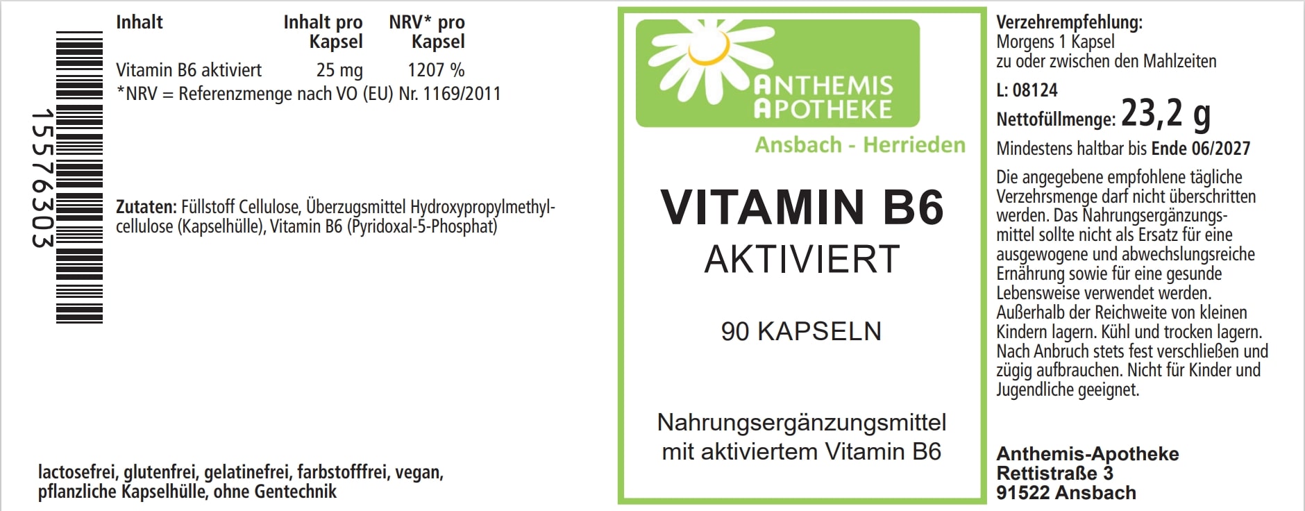 VITAMIN B6 AKTIVIERT Kapseln