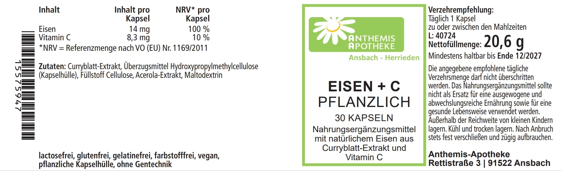 EISEN+C pflanzlich Kapseln