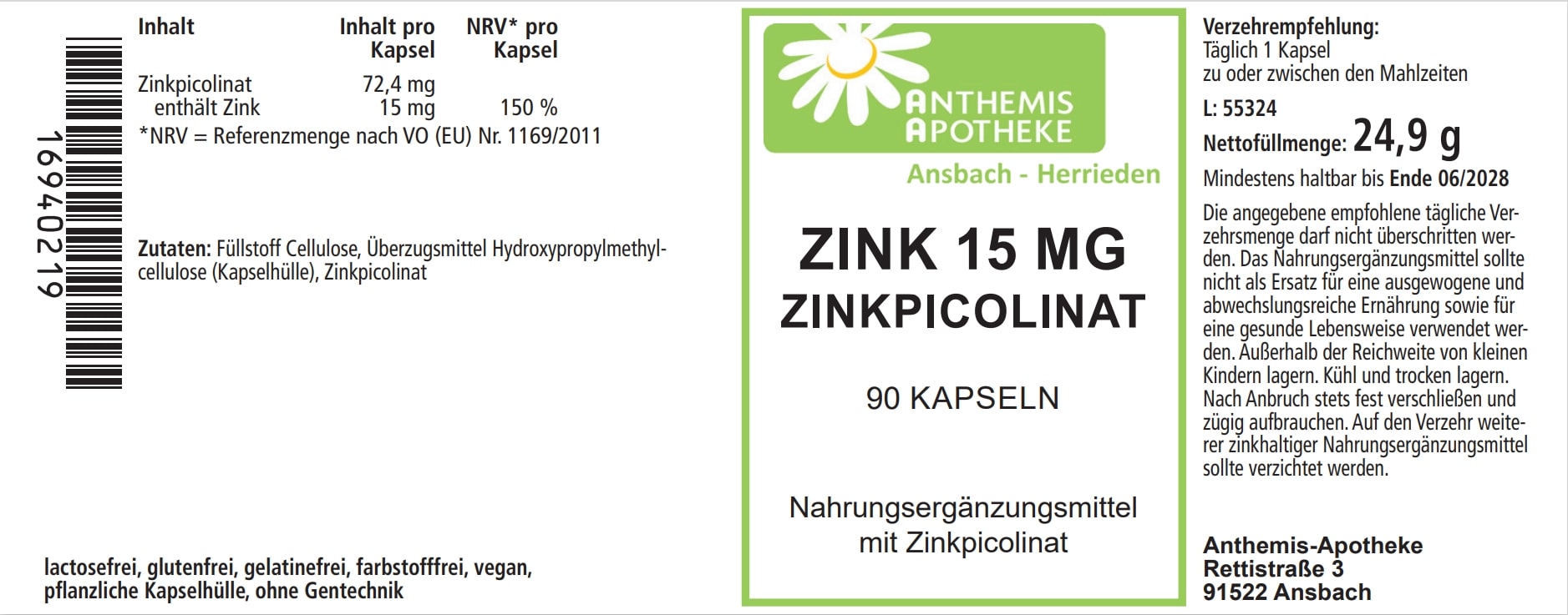 ZINKPICOLINAT 15 mg Kapseln