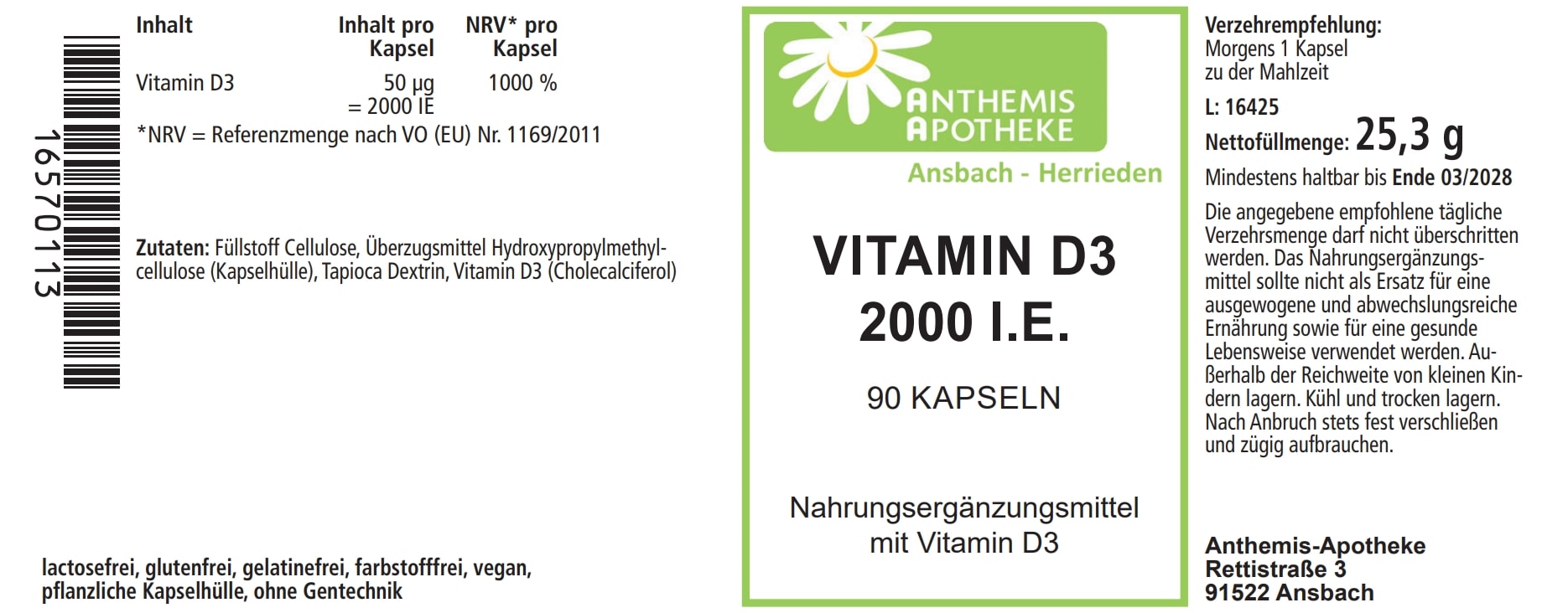 VITAMIN D3 2.000 I.E. Kapseln