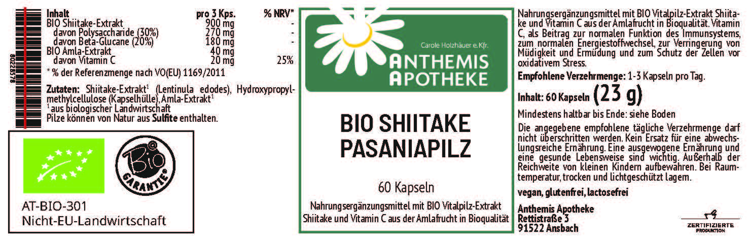 BIO SHIITAKE Pasaniapilz Kapseln