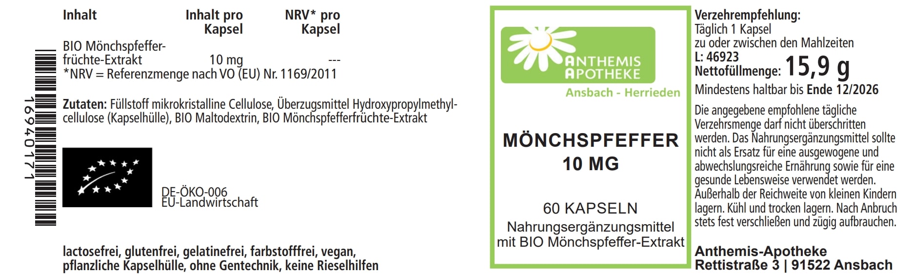 MÖNCHSPFEFFER 10 mg Kapseln