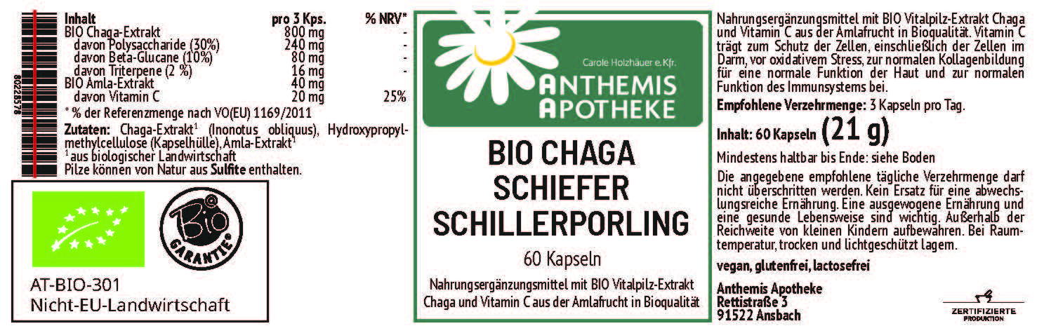BIO CHAGA schiefer Schillerporling Kapseln