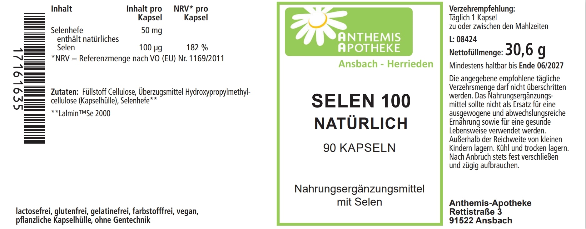 SELEN 100 natürlich Kapseln