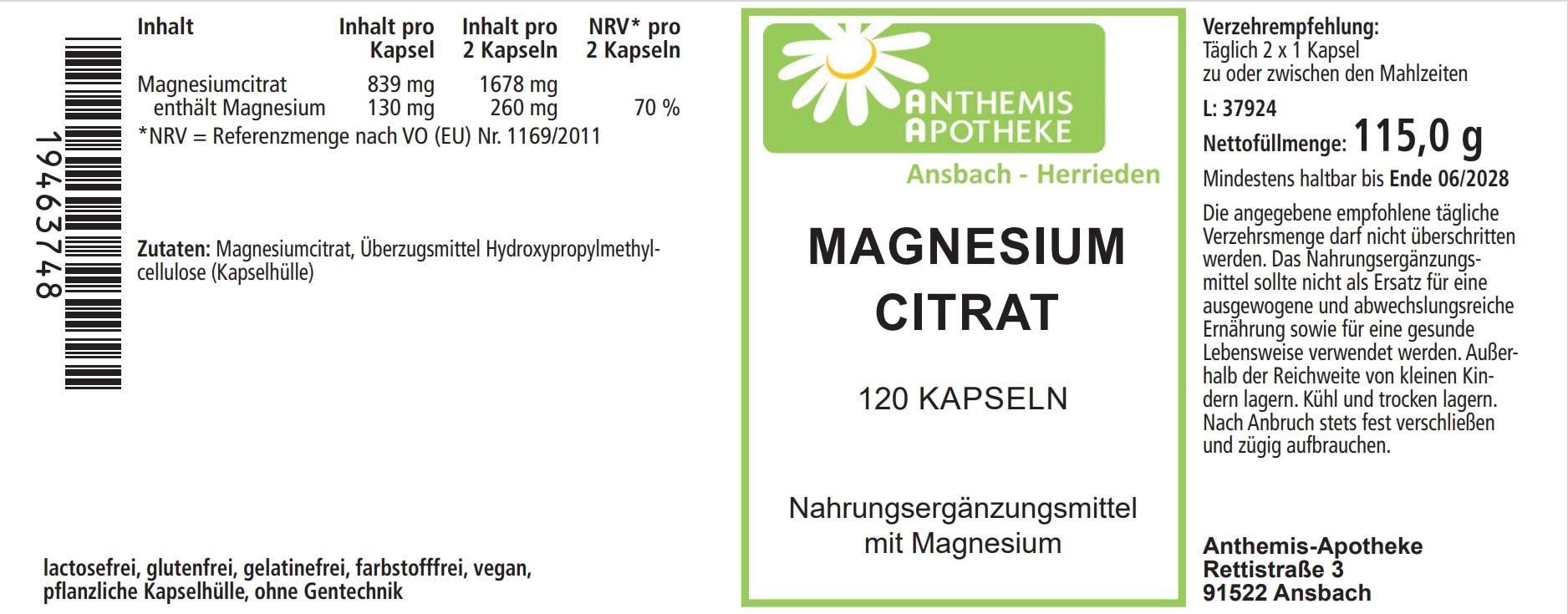 MAGNESIUMCITRAT Kapseln